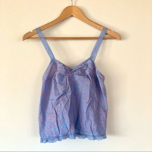 Aerie heart pattern lace trim cotton camisole sz S